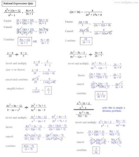 6.1 Simplifying Rational Expressions Worksheet